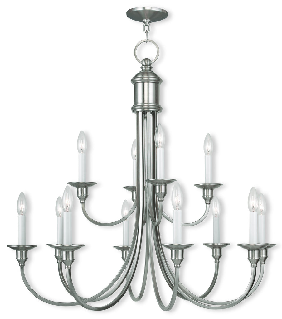 Livex Cranford 12 Light Brushed Nickel Chandelier - C185-5149-91