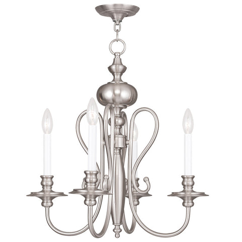 Livex Caldwell 4 Light Brushed Nickel Chandelier - C185-5164-91