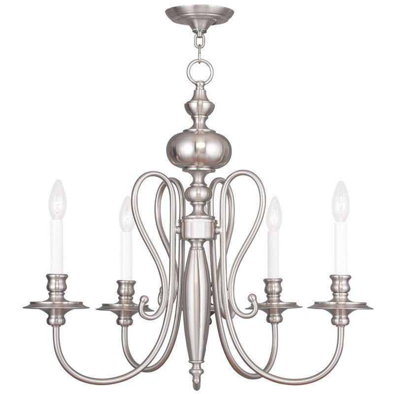 Livex Caldwell 5 Light Brushed Nickel Chandelier - C185-5165-91