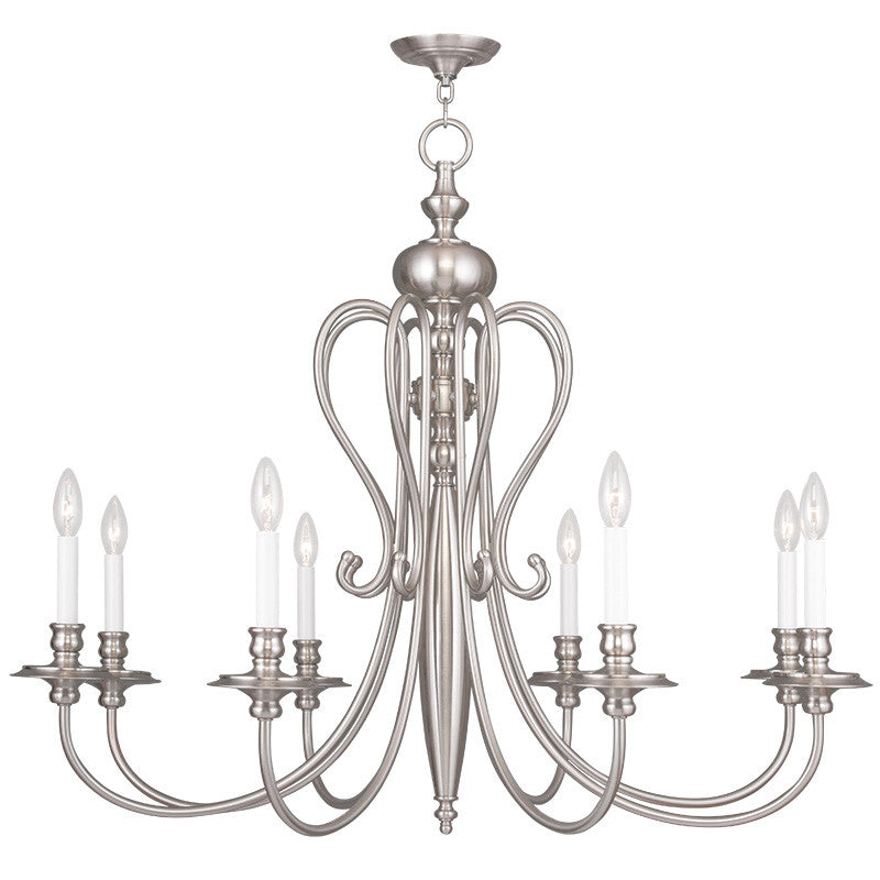 Livex Caldwell 8 Light Brushed Nickel Chandelier - C185-5168-91