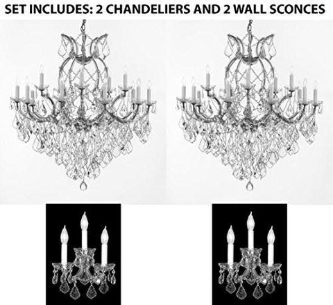 Set Of 4 - 2 Maria Theresa Chandelier Crystal Lighting H38" X W37" And 2 Wall Sconce Crystal Lighting H14" x W11.5" Trimmed With Spectra (Tm) Crystal - Reliable Crystal Quality By Swarovski - 2Ea Cs/1/21510/15+1 2Ea Cs/2813/3Sw A500-