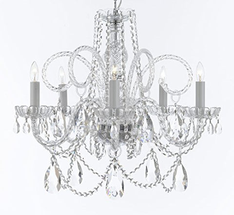 Swarovski Crystal Trimmed Murano Venetian Style Chandelier Crystal Lights Fixture Pendant Ceiling Lamp for Dining Room, Bedroom, Entryway , Living Room - With Large, Luxe Crystals! H25" X W24" - A46-B93/B89/385/5SW