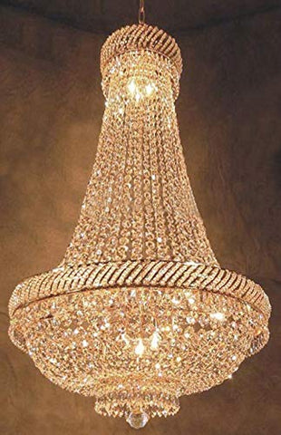 Swarovski Crystal Trimmed Chandelier! French Empire Crystal Chandelier Chandeliers Lighting H46" X W23" - F93-C7/CG/448/9SW