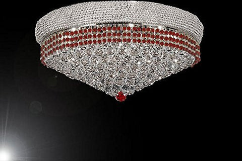 Flush French Empire Crystal Chandelier Chandeliers Moroccan Style Lighting Trimmed With Ruby Red Crystal Good For Dining Room Foyer Entryway Family Room And More H16" X W30" - G93-Flush/B74/Cs/541/24