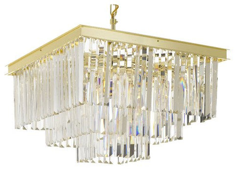 Retro Palladium Crystal Glass Fringe 3-Tier Chandelier Gold W 20" X H 20" - 26010/9