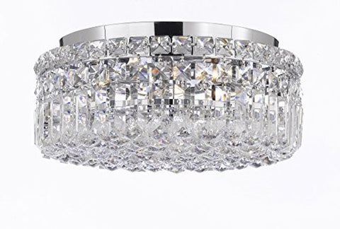 Modern Contemporary Flush Round Empress Crystal (Tm) Chandelier Lighting W14" H5.5" - Cjd-Cs/2186/14