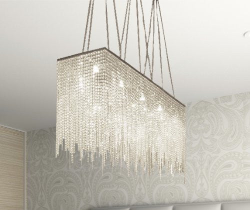 Ten Light Modern / Contemporary Dining Room Chandelier Rectangular Chandeliers Lighting Dressed With High Quality Crystal 28" X 36" - G902-1114/10