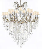 Crystal Chandelier Lighting Chandeliers H59" X W46" Great for The Foyer, Entry Way, Living Room, Family Room and More! w/White Shades - A500-B12/WHITESHADES/2MT/24+1
