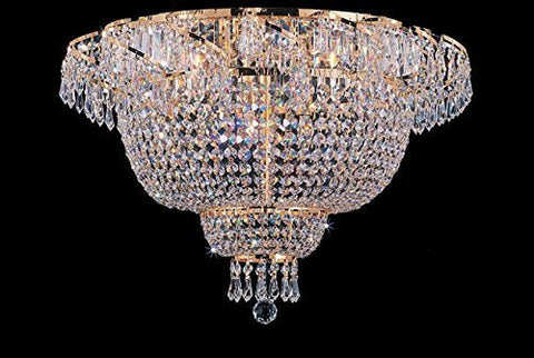 Swarovski Crystal Trimmed Chandelier Flush French Empire Crystal Chandelier Lighting 19.5" X 24" - A93-Flush/Cg/928/9Sw