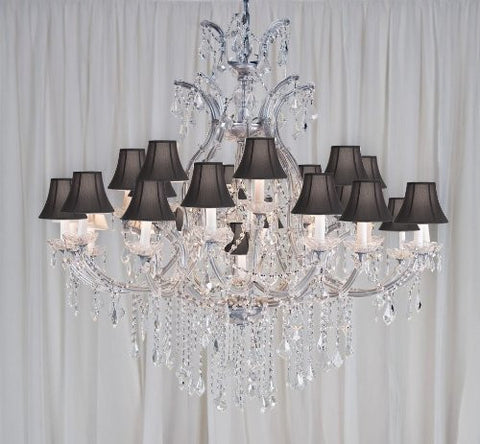 Maria Theresa Chandelier Crystal Chandeliers Lighting H52" X W46" With Black Shades - A83-Blackshades/Silver/52/2Mt/24+1 Gtc