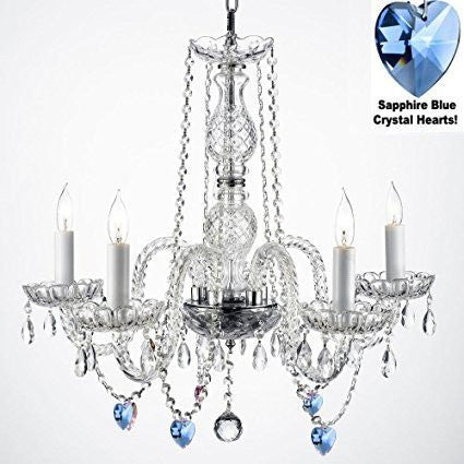 Authentic Empress Crystal(Tm) Chandelier Lighting Chandeliers With Crystal Hearts H25" X W24" - G46-B85/384/5