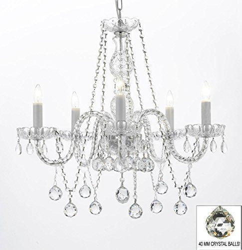 Authentic All Crystal Chandeliers Lighting Chandeliers With Crystal Balls H27" X W24" - G46-B37/384/5