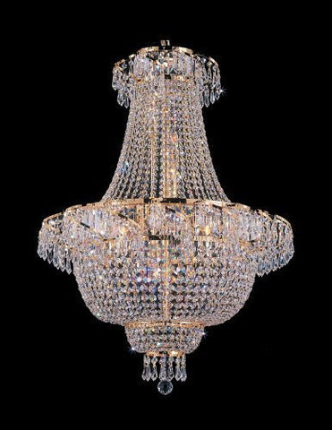 Swarovski Crystal Trimmed Chandelier French Empire Crystal Chandelier Lighting H 30" W24" - A93-928/9 Sw