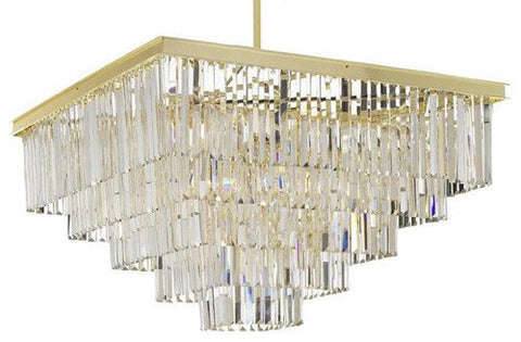 Retro Palladium Crystal Glass Fringe 5-Tier Semi Flush Mount Chandelier W 34" X H 29" - 26010/18