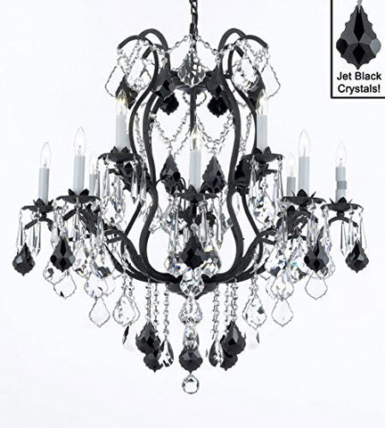 Wrought Iron Crystal Chandelier Lighting Chandeliers H30" X W28" - A83-B20/3034/8+4
