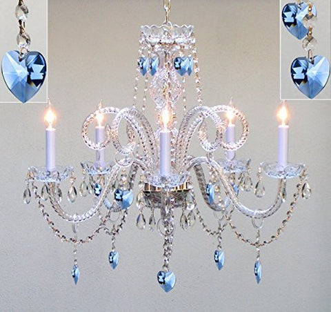 Chandelier Lighting Dressed With Blue Empress Crystal (Tm) Hearts H25" X W24" Chandelier Lighting - Go-A46-Hearts/B85/387/5/Pink