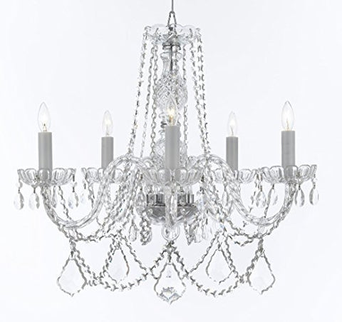 Murano Venetian Style Chandelier Crystal Lighting Chandeliers Lights Fixture Pendant Ceiling Lamp for Dining Room, Bedroom, Entryway , Living Room with Large, Luxe, Diamond Cut Crystals! H25" X W24" - A46-B94/B89/384/5DC