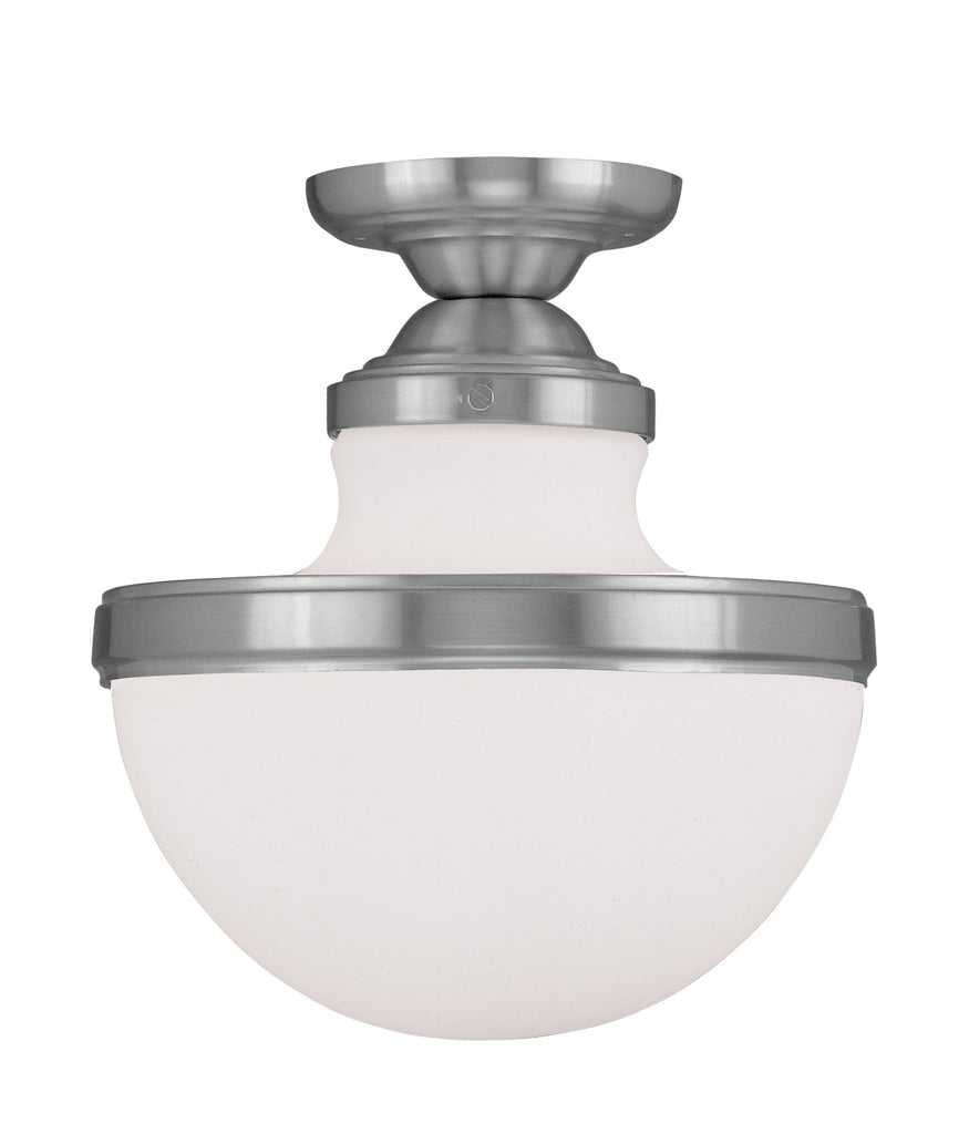 Livex Oldwick 1 Light Brushed Nickel Ceiling Mount - C185-5722-91