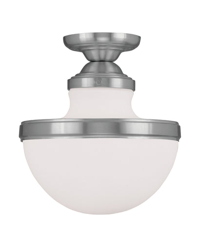 Livex Oldwick 1 Light Brushed Nickel Ceiling Mount - C185-5722-91