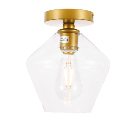 ZC121-LD2254BR - Living District: Gene 1 light Brass and Clear glass Flush mount