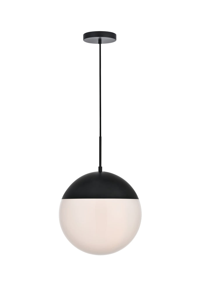 ZC121-LD6044BK - Living District: Eclipse 1 Light Black Pendant With Frosted White Glass