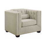 Set of 3 - Cairns Tuxedo Arm Tufted Sofa +Loveseat + Chair Oatmeal - D300-10045
