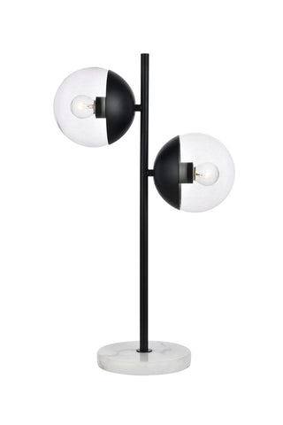 ZC121-LD6153BK - Living District: Eclipse 2 Lights Black Table Lamp With Clear Glass