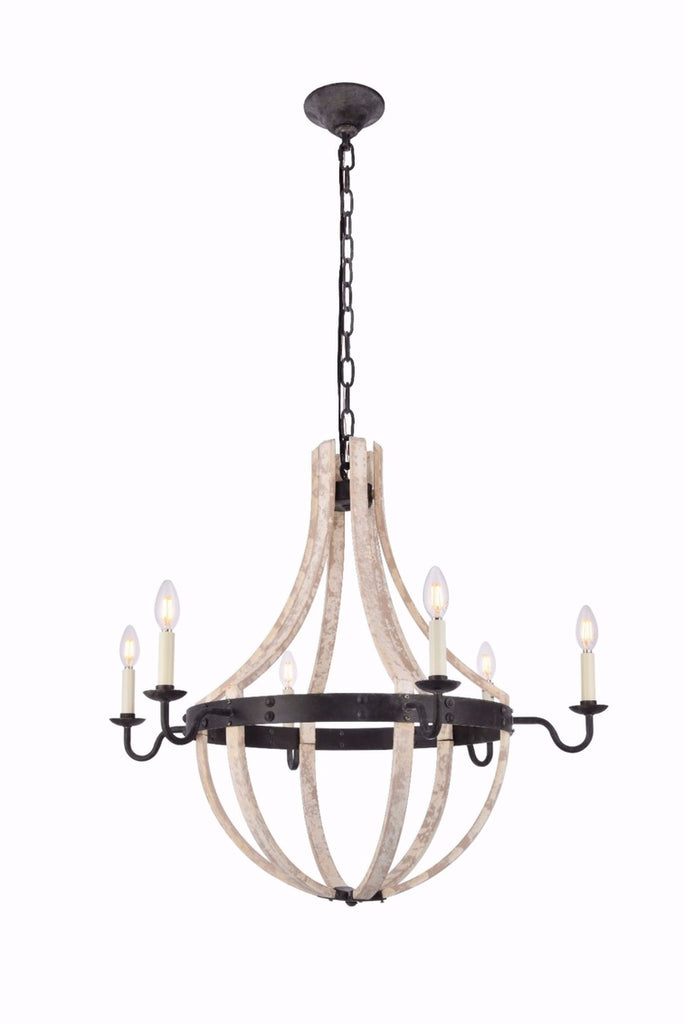 ZC121-1502D31IW - Urban Classic: Woodland 6 light Ivory wash & Steel grey Chandelier