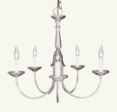 Livex Home Basics 5 Light Brushed Nickel Chandelier - C185-6030-91