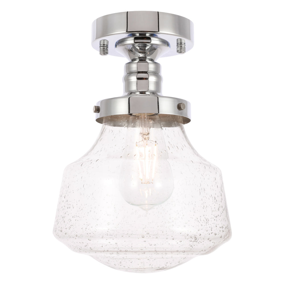 ZC121-LD6247C - Living District: Lyle 1 light Chrome and Clear seeded glass Flush mount