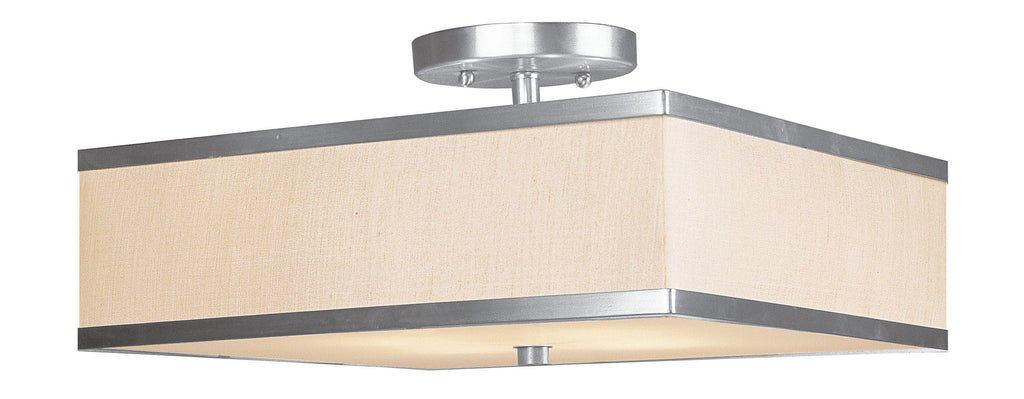 Livex Park Ridge 3 Light Brushed Nickel Ceiling Mount - C185-6349-91