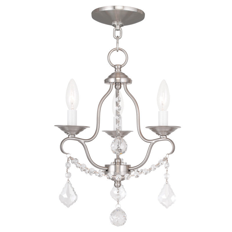 Livex Chesterfield 3 Light Brushed Nickel Mini Chandelier - C185-6423-91