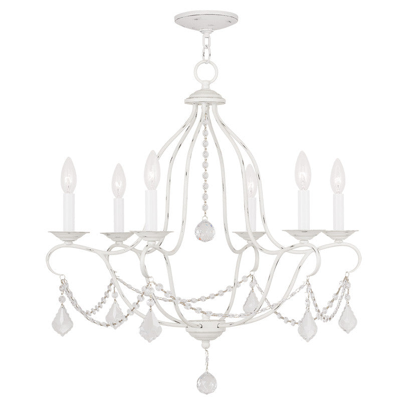 Livex Chesterfield 6 Light Antique White Chandelier - C185-6426-60