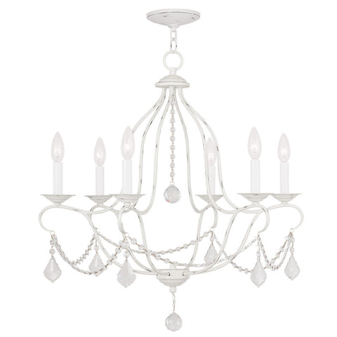 Livex Chesterfield 6 Light Antique White Chandelier - C185-6426-60