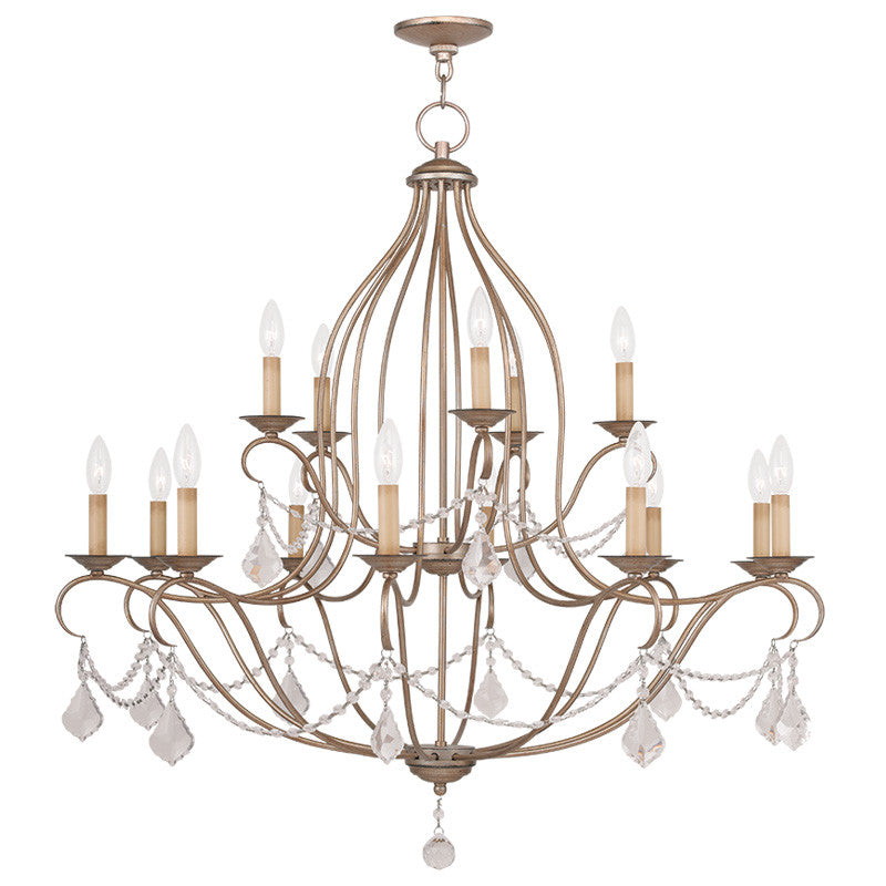 Livex Chesterfield 15 Light Antique Silver Leaf Chandelier - C185-6429-73