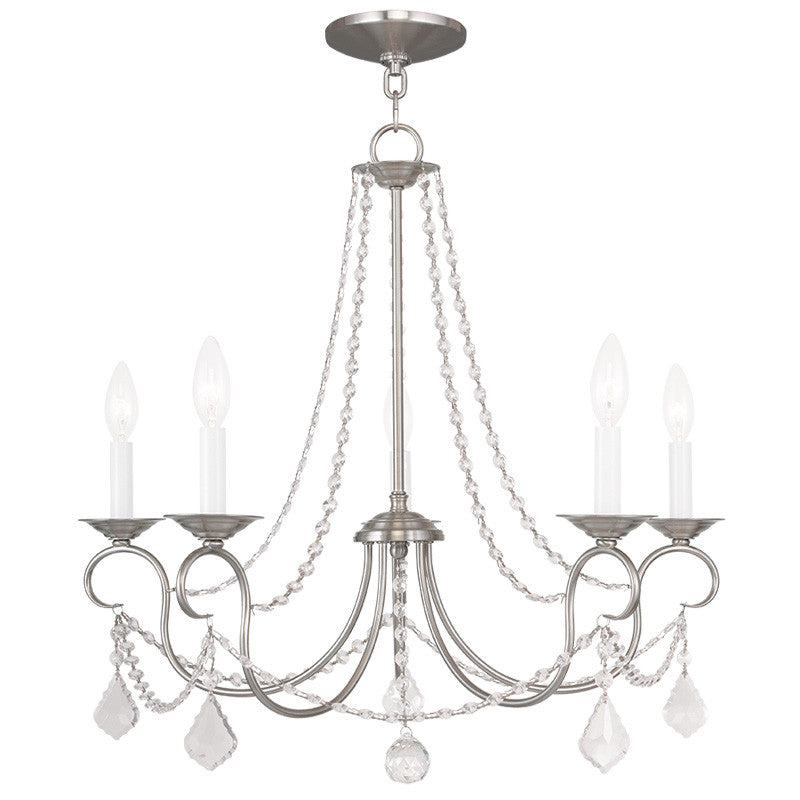 Livex Pennington 5 Light Brushed Nickel Chandelier - C185-6515-91