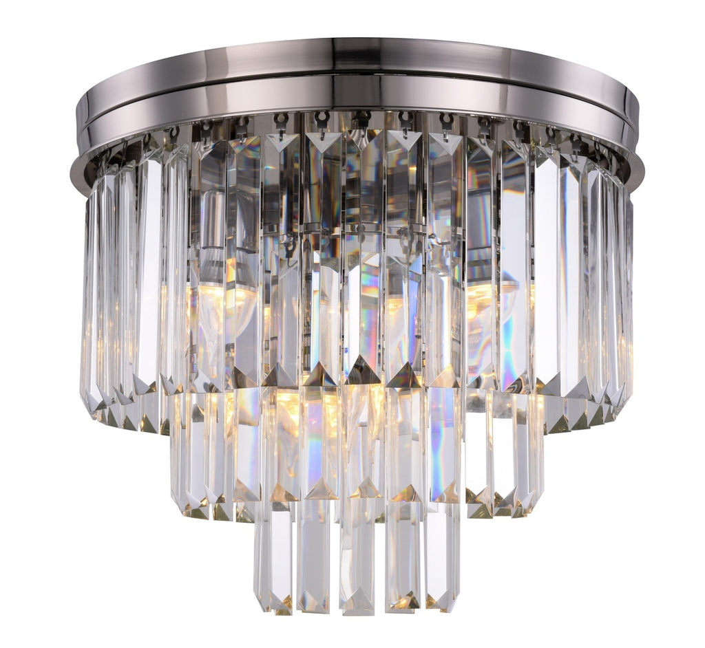 ZC121-1231F20PN/RC - Urban Classic: Sydney 9 light Polished nickel Flush Mount Clear Royal Cut Crystal