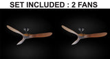 Set of 2 - Indoor/Outdoor Ceiling Fan - Vintage Rustic Propeller Wood Indoor/Outdor Ceiling Fan - 52" Diameter - 2EA G7-18/15/4561/52