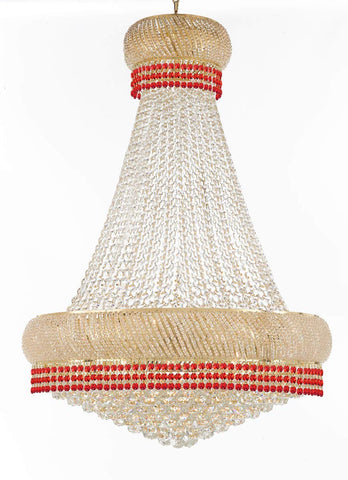 Nail Salon French Empire Crystal Chandelier Chandeliers Lighting Dressed with Ruby Red Crystal Balls - Great for the Dining Room, Foyer, Entryway, Family Room, Bedroom, Living Room & More! H 50" W 36" - G93-B74/H50/CG/4196/27