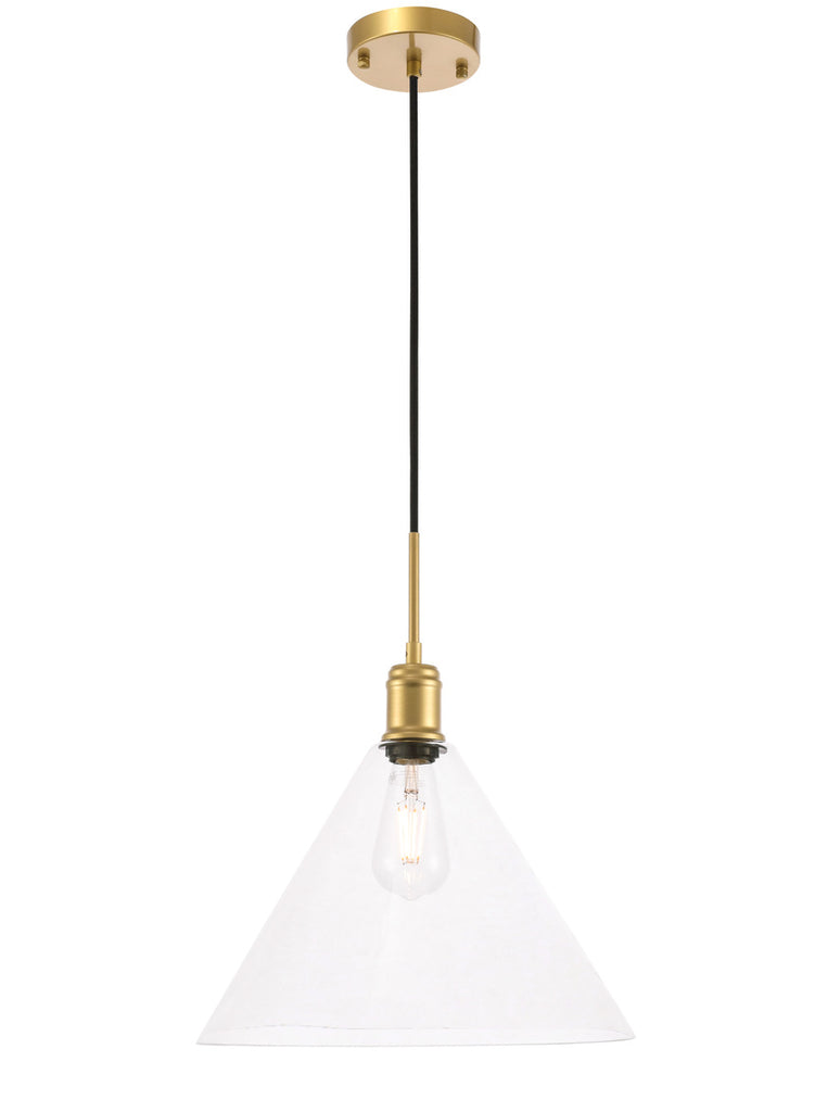 ZC121-LD6230BR - Living District: Hugh 1 light Brass and Clear glass pendant