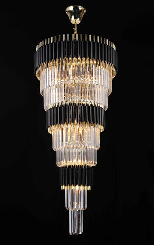 Retro Palladium Crystal Glass Fringe 9 Tier Chandelier W24" x H55" - Great for Entryway/Foyer, Living Room and More--Limited Edition - G7-76217/27