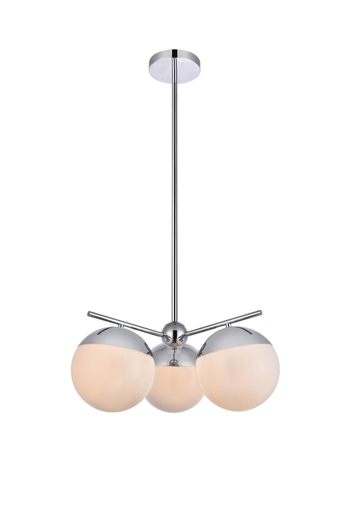 ZC121-LD6130C - Living District: Eclipse 3 Lights Chrome Pendant With Frosted White Glass