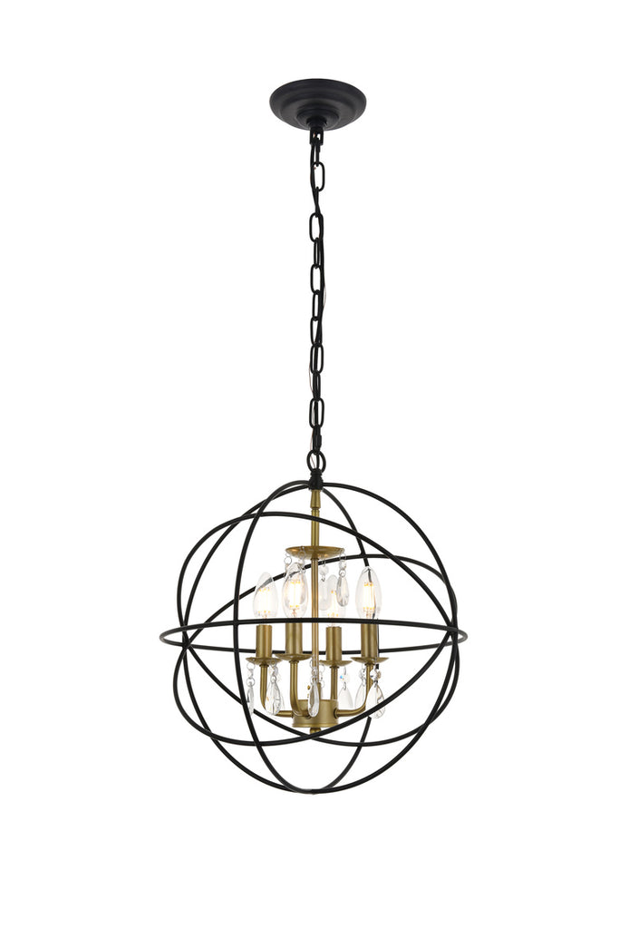 ZC121-LD5055D16BRB - Living District: Wallace 4 light Matte Black and Brass Pendant