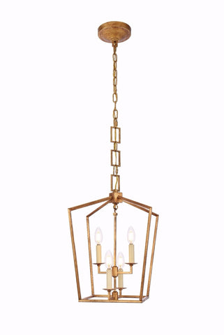 ZC121-1512D12GI - Urban Classic: Denmark 4 light Golden Iron Pendant