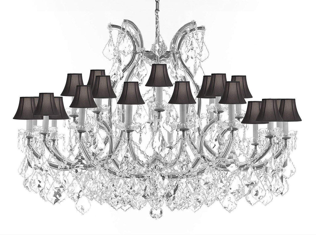 Crystal Chandelier Lighting Chandeliers H35"X W46" Great for The Foyer, Entry Way, Living Room, Family Room and More! w/Black Shades - A83-B62/CS/BLACKSHADES/2MT/24+1