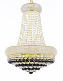 Swarovski Crystal Trimmed French Empire Crystal Chandelier Chandeliers H32" X W24" Dressed with Jet Black Crystal Balls - Good for Dining Room, Foyer, Entryway, Family Room and More - F93-B95/CG/542/15SW