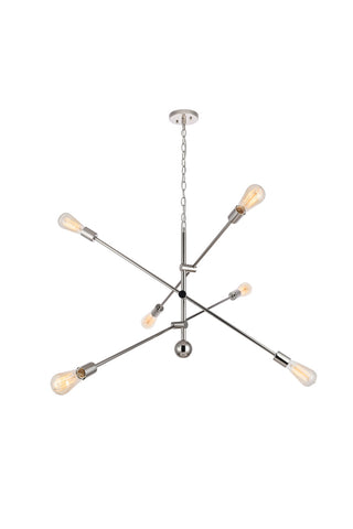 ZC121-LD8010D42PN - Living District: Axel 6 Lights Polished Nickel Pendant