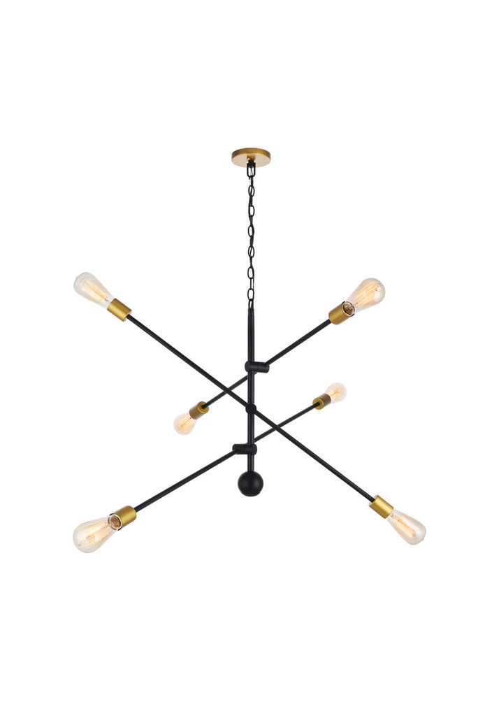 ZC121-LD8009D42BK - Living District: Axel 6 Lights Black Pendant