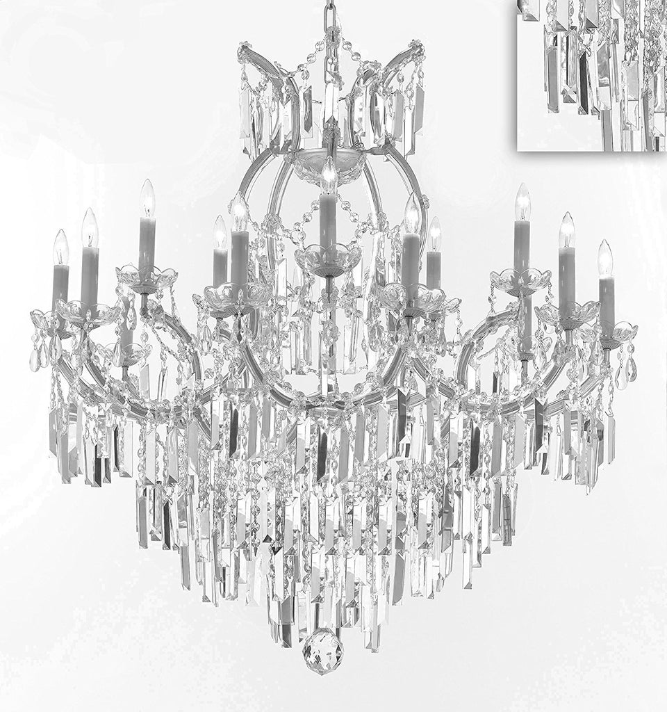 Maria Theresa Chandelier Crystal Lighting Chandeliers with Optical Quality Fringe Prisms! Great for the Dining Room, Foyer, Entry Way, Living Room! H38" X W37" - A500-B8/CS/21510/15+1