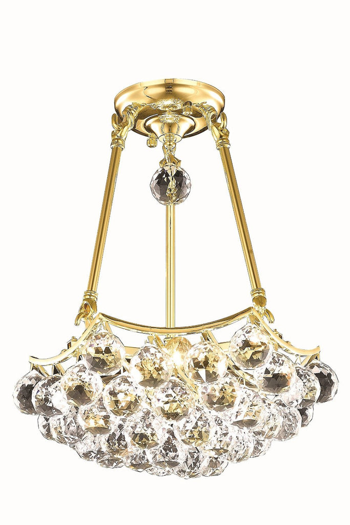 ZC121-V9802D14G/EC By Elegant Lighting Corona Collection 4 Lights Semi Flush Gold Finish